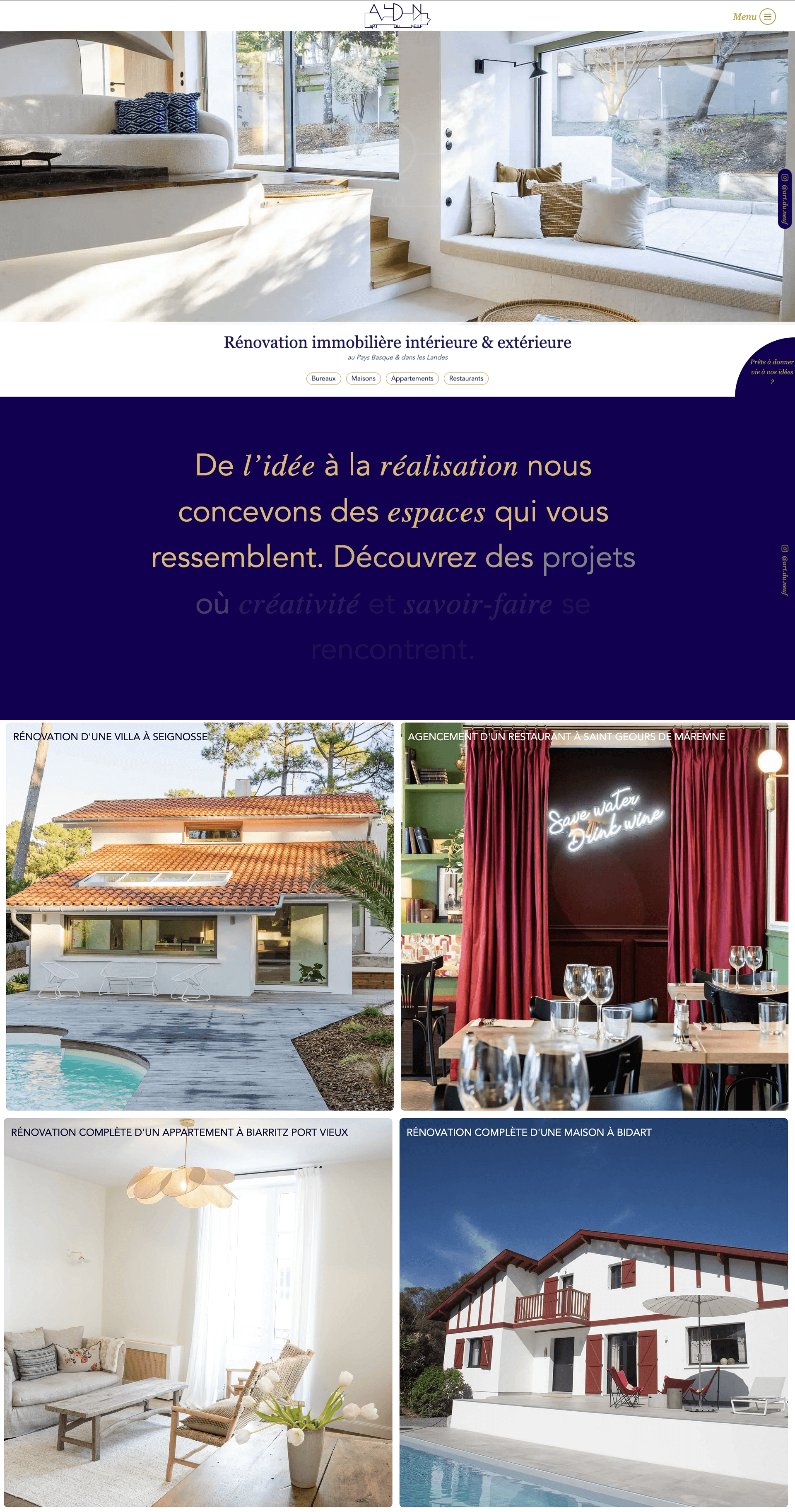 Maquette du nouveau site Art du Neuf