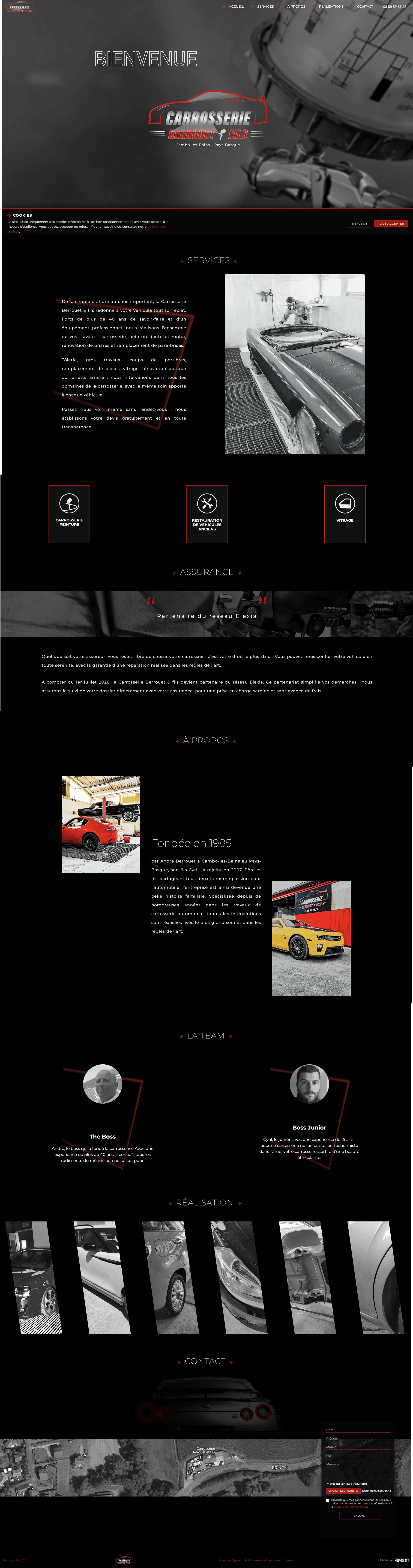 Maquette du site vitrine one-page de la Carrosserie Berrouet